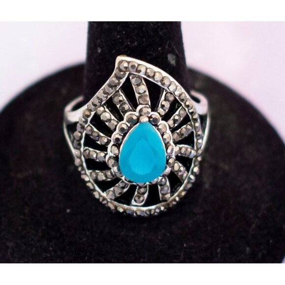Vintage Art Deco Water Drop Ring | Silver Tone | Size 10 | J26 - Picture 1 of 3
